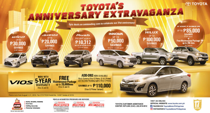 Toyota PH Celebrates 31 Years with Anniversary Extravaganza Promo ...